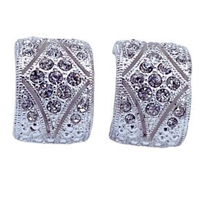 Vintage half hoop rhinestone embellished clip earrings